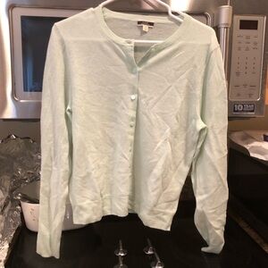 NWOT Jcrew featherweight mint heather cashmere cardigan size M
